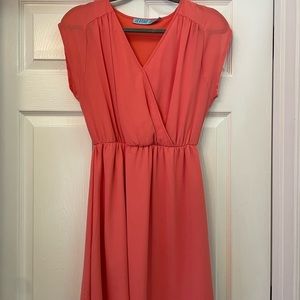 Peach cinch waist dress